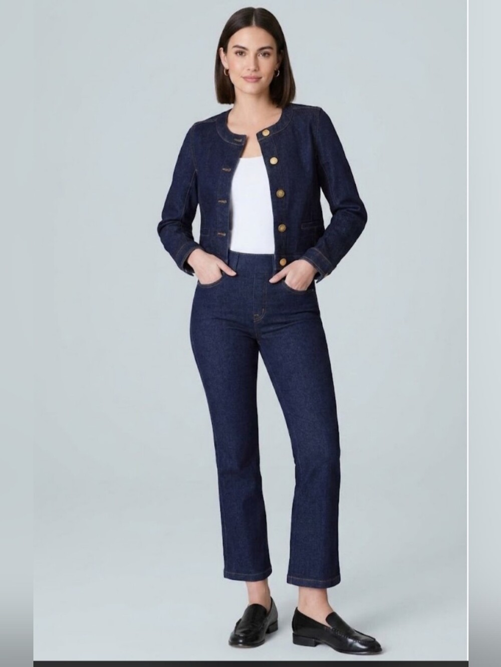 NEW! Spanx Raw Indigo Cropped Indigo Straight/flare Jeans Sz Sz Small NWT